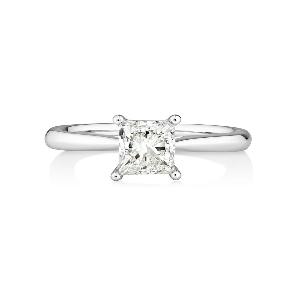 Evermore Certified Solitaire Ring With 1 Carat TW Diamond In 14kt White Gold