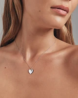 Diamond Charm Heart Pendant Necklace in Sterling Silver