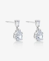 Pear Shape Cubic Zirconia Drop Stud Earrings in Sterling Silver