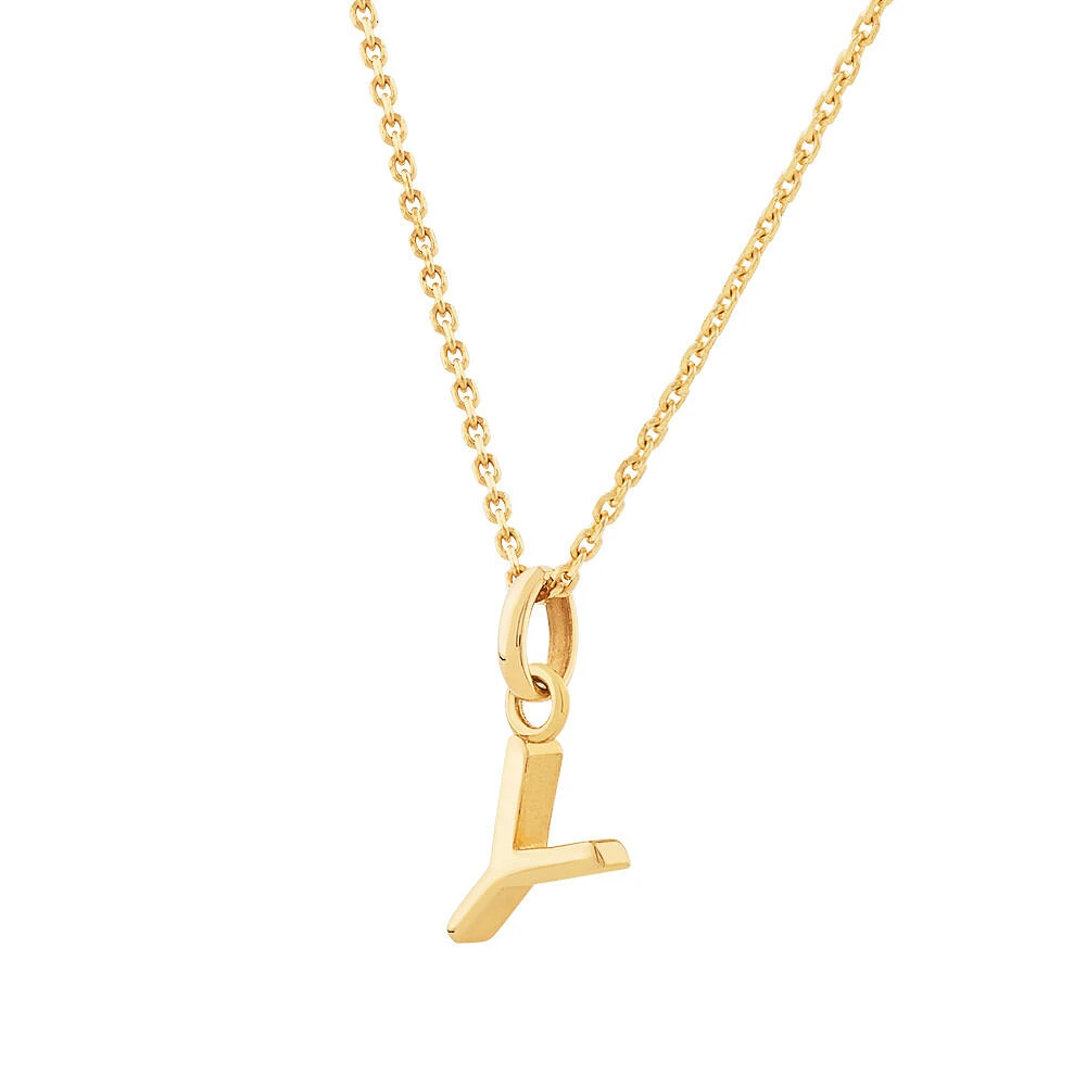 "H" Initial Pendant with Chain in 10kt Yellow Gold