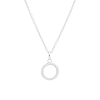 Open Circle Pendant with Cubic Zirconia in Sterling Silver
