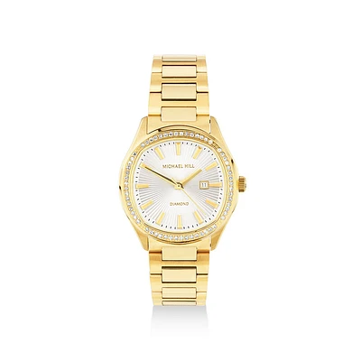 Montre Quartz Pour Femmes De 0,40 Carat Tw Diamant En Acier Inoxydable Ton Or Jaune