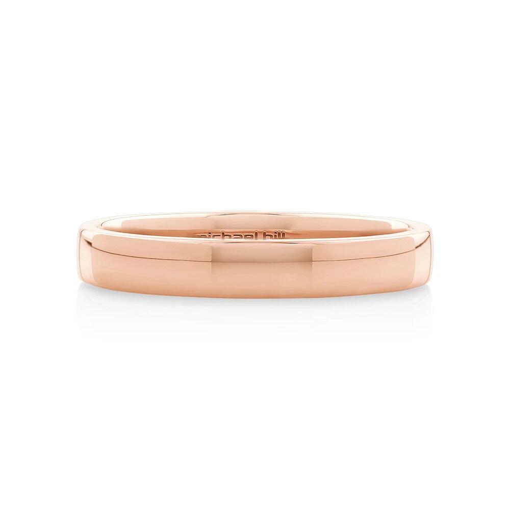 3mm Half Round Wedding Band in 10kt Rose Gold