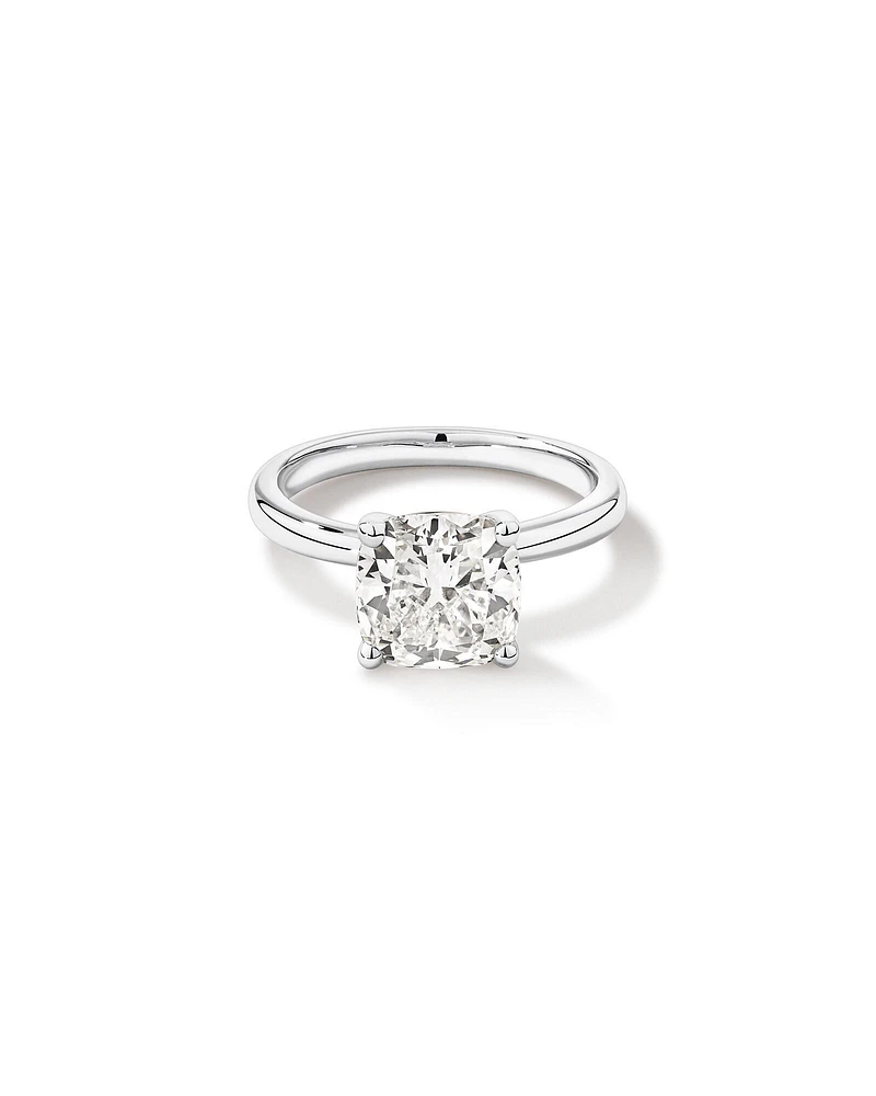 3,00 Carats Poids Total Bague De Fiançailles Solitaire En Diamant Coupe Coussin Cultivé En Laboratoire, En Platine