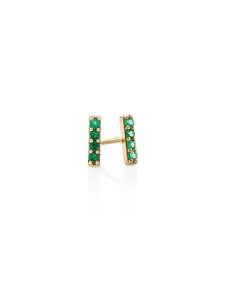 Bar Emerald Earrings in 10kt Yellow Gold