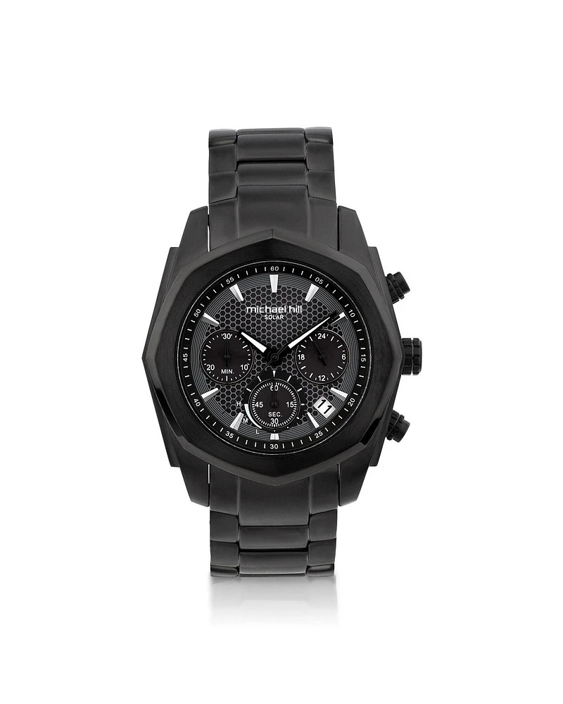 Men's Solar Chronograph Watch in Black Tone Stainless Steel