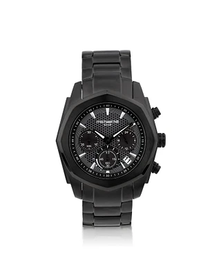 Montre chronographe solaire en acier inoxydable noir pour homme