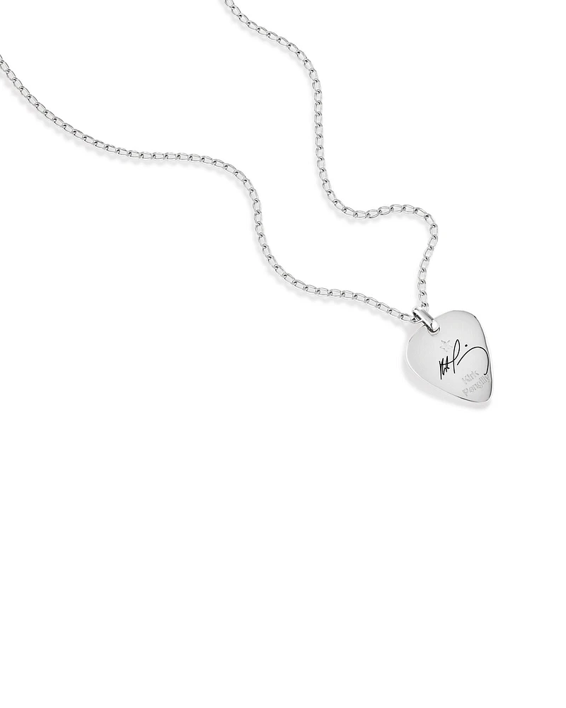 INXS Kick Engraved Guitar Pick Pendant with Chain in Recycled Sterling Silver