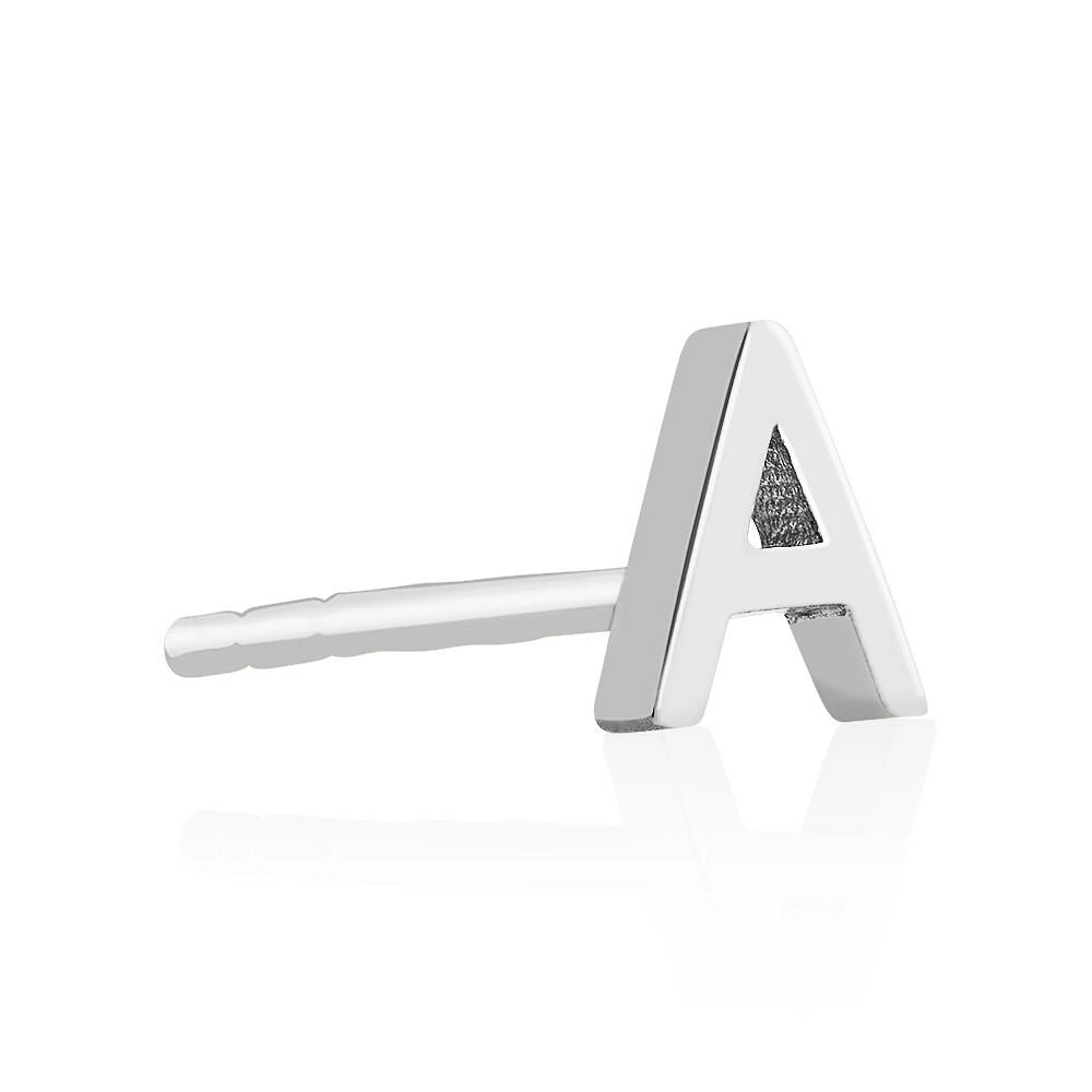 E Initial Single Stud Earring in Sterling Silver