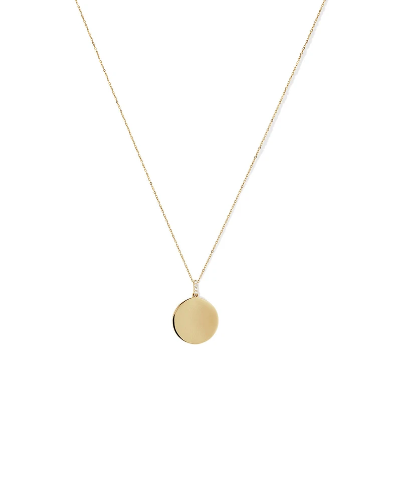 Diamond Accent Engravable Circle Pendant in 10kt Yellow Gold