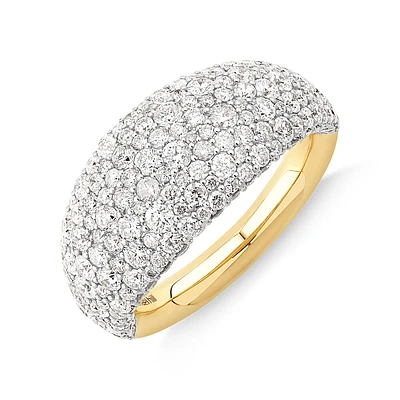 Bague Stardust en or jaune 14 K et en rhodium à diamants totalisant 3,14 ct