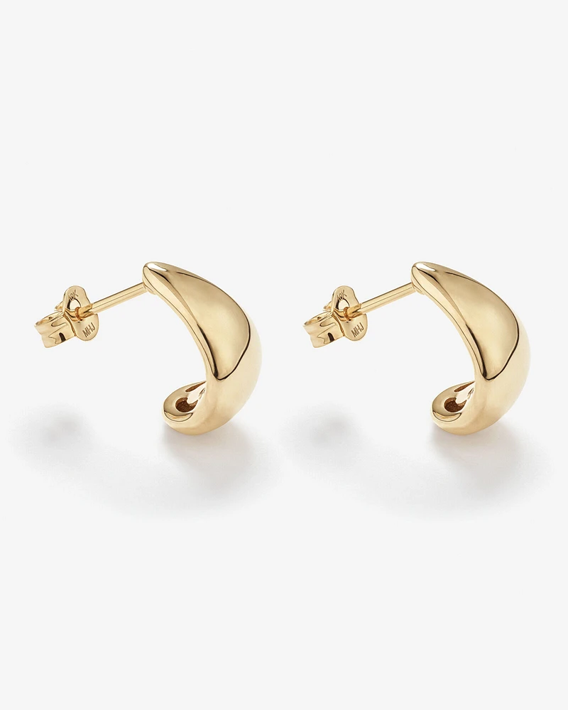 Polished Half Hoop Stud Earrings in 10kt Yellow Gold