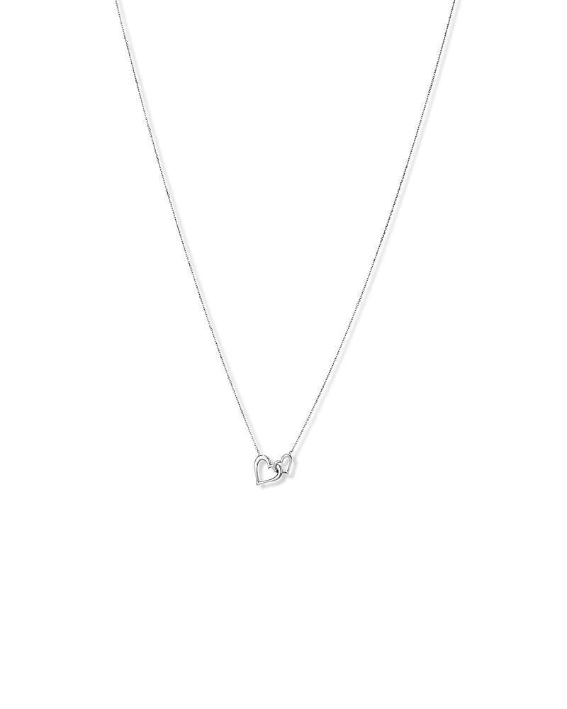 Double Open Heart Necklace in Sterling Silver