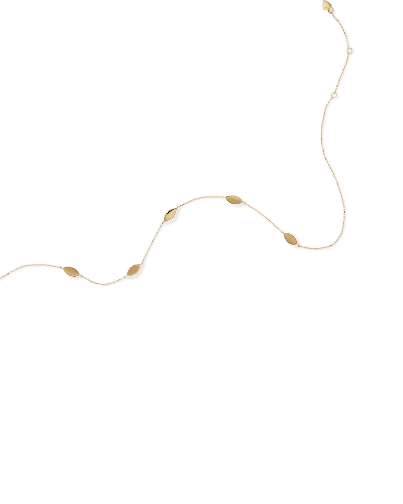 Marquise Station Necklace in 10kt Yellow Gold