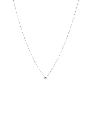 0,25 Carats TW Collier solitaire diamant taille émeraude en or blanc 18kt