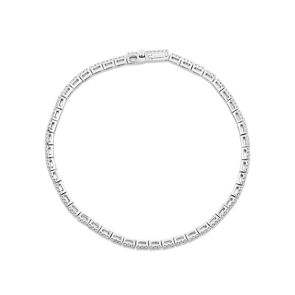 Bracelet de tennis en diamants baguette de 3,37 carats TW en or blanc 14 ct