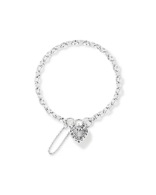 Cubic Zirconia Butterfly Padlock Belcher Bracelet in Sterling Silver