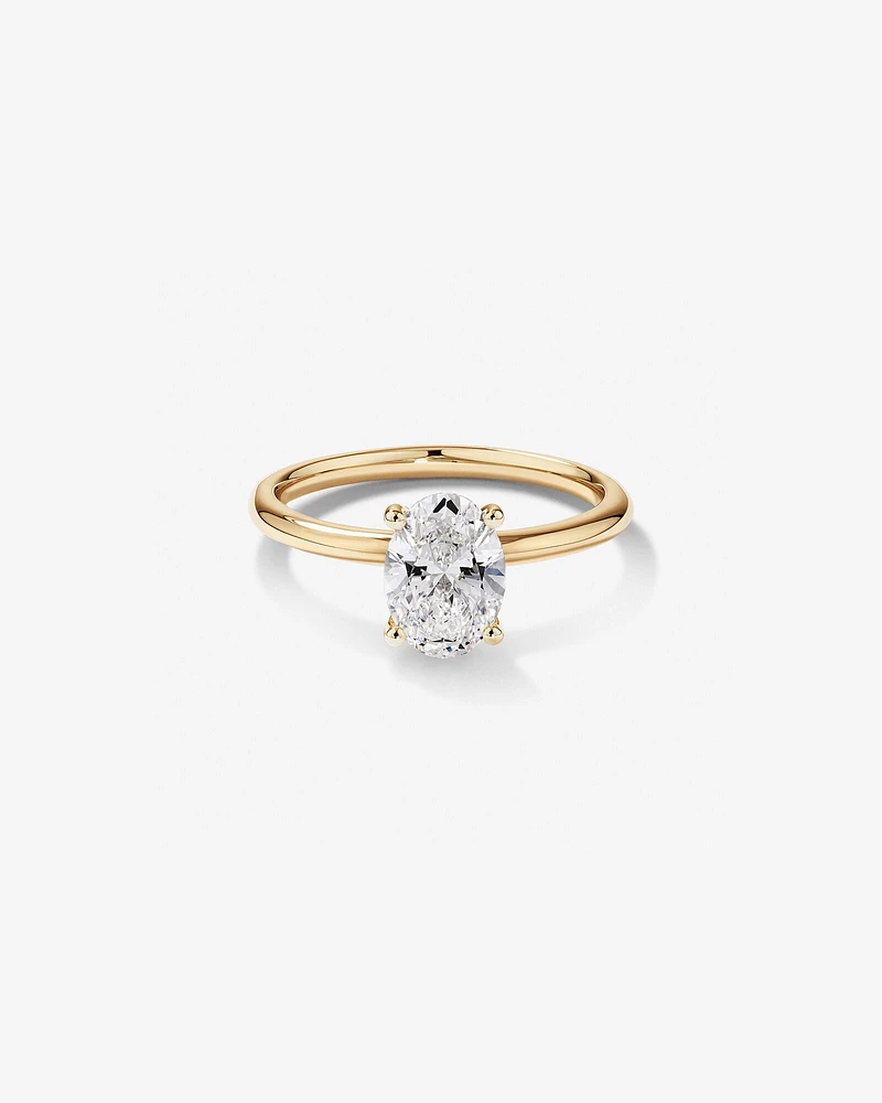 Carat TW Oval Laboratory-Grown Diamond Solitaire Engagement Ring in 14kt White Gold