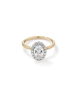 1.46 Carat TW Oval Cut Laboratory-Grown Diamond Halo Engagement Ring in 14kt Yellow and White Gold