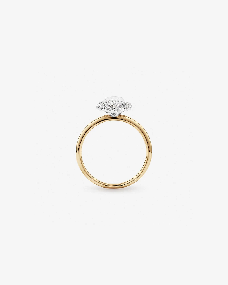 1.46 Carat TW Oval Cut Laboratory-Grown Diamond Halo Engagement Ring in 14kt Yellow and White Gold