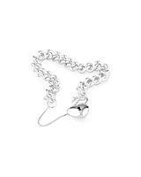 19cm (7.5") Heart Padlock Curb Bracelet in Sterling Silver