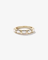 1.50 Carat TW Bezel Set Emerald and Oval Cut Lab-Grown Diamond Wedding Band in 14kt Yellow Gold