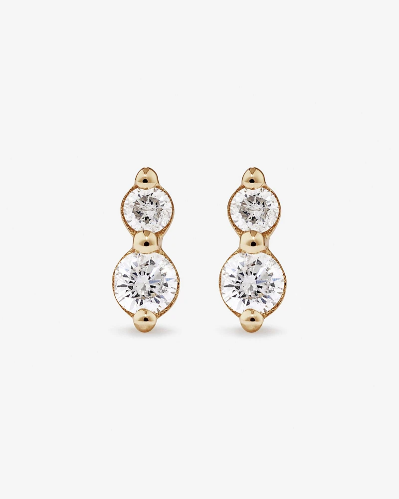 Two Stone Diamond Stud Earrings in 10kt Yellow Gold