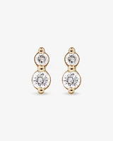 Boucles d'oreilles clous deux pierres en or jaune 10kt