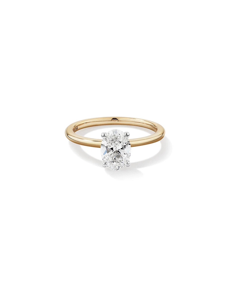 Carat TW Oval Laboratory-Grown Diamond Solitaire Engagement Ring in 14kt White Gold