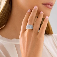 Pave Classic Ring with 1.50 Carat TW Diamond in 14kt White Gold