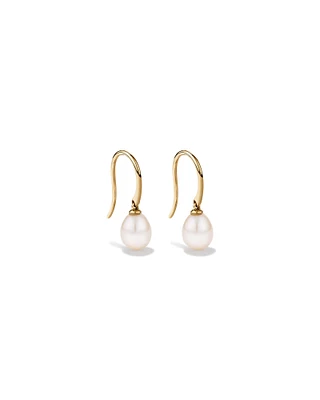 Drop Earrings with Cultured Freshwater Pearl in 10kt Yellow Gold