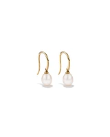 Drop Earrings with Cultured Freshwater Pearl in 10kt Yellow Gold