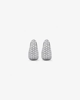 Cubic Zirconia Pave Half Hoop Dome Stud Earrings in Sterling Silver