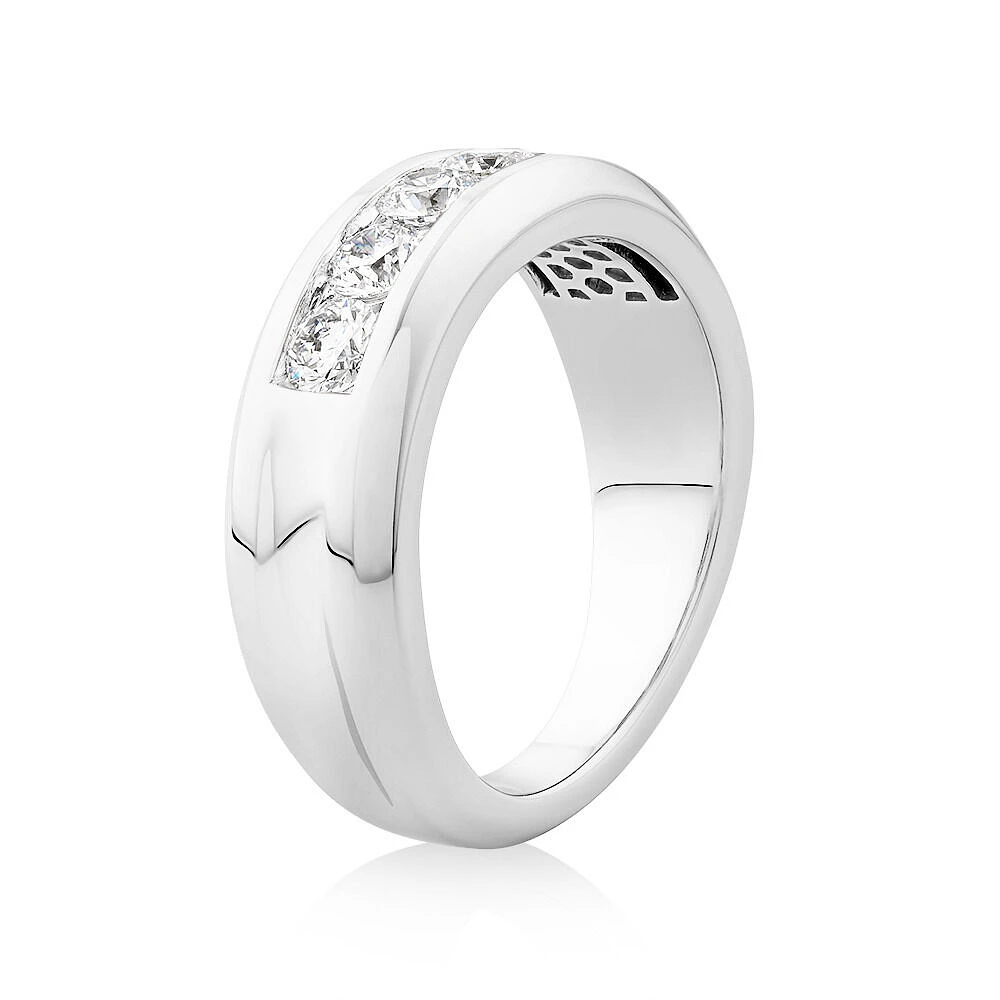 Wedding Band with .90TW of Laboratory-Grown Diamonds in 14kt White Gold