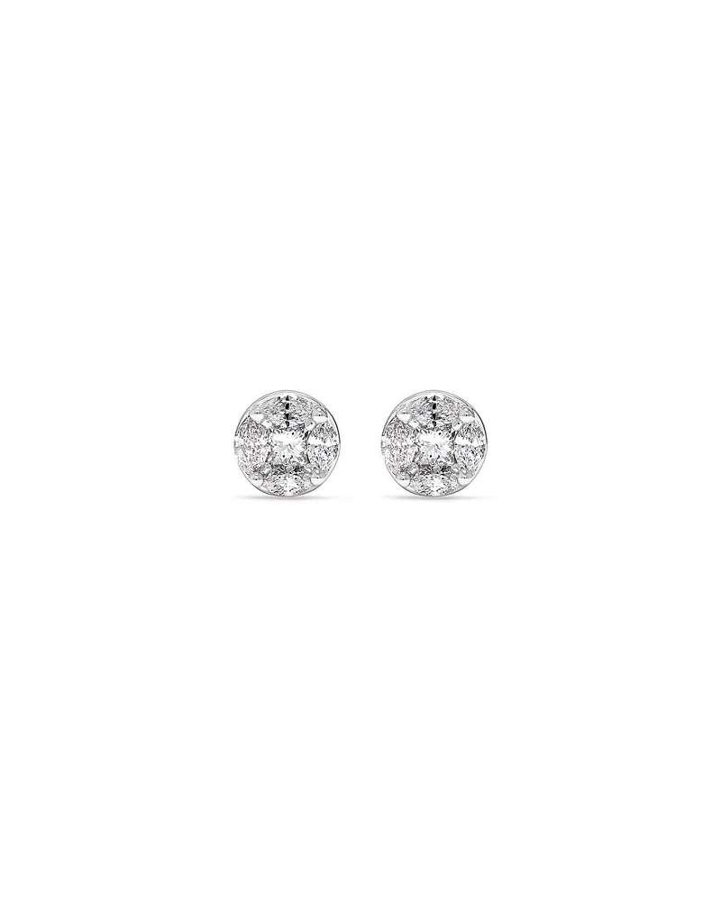 Boucles d'oreilles puces de 0,39 carat TW en diamants princesse et marquise en or blanc 10kt