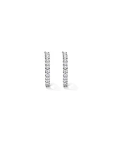 Half Hoop Stud Earrings with Cubic Zirconia in Sterling Silver