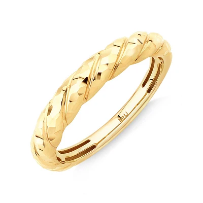 Diamond-Cut Crossaint Ring in 10kt Yellow Gold