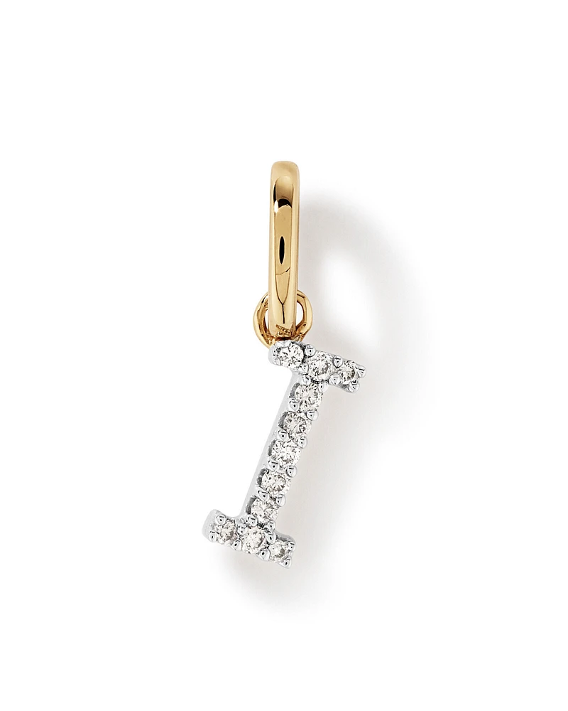 Diamond Letter I Initial Pendant in 10kt Yellow Gold