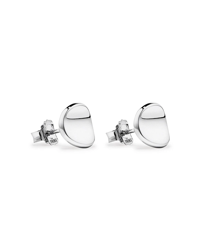 Round Concave Stud Earrings in Sterling Silver