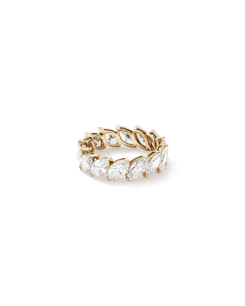 5.60 Carat TW Marquise Cut Laboratory-Grown Diamond Eternity Ring in 14kt Yellow Gold