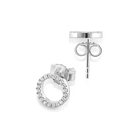 Circle Stud Earrings with Cubic Zirconia in Sterling Silver