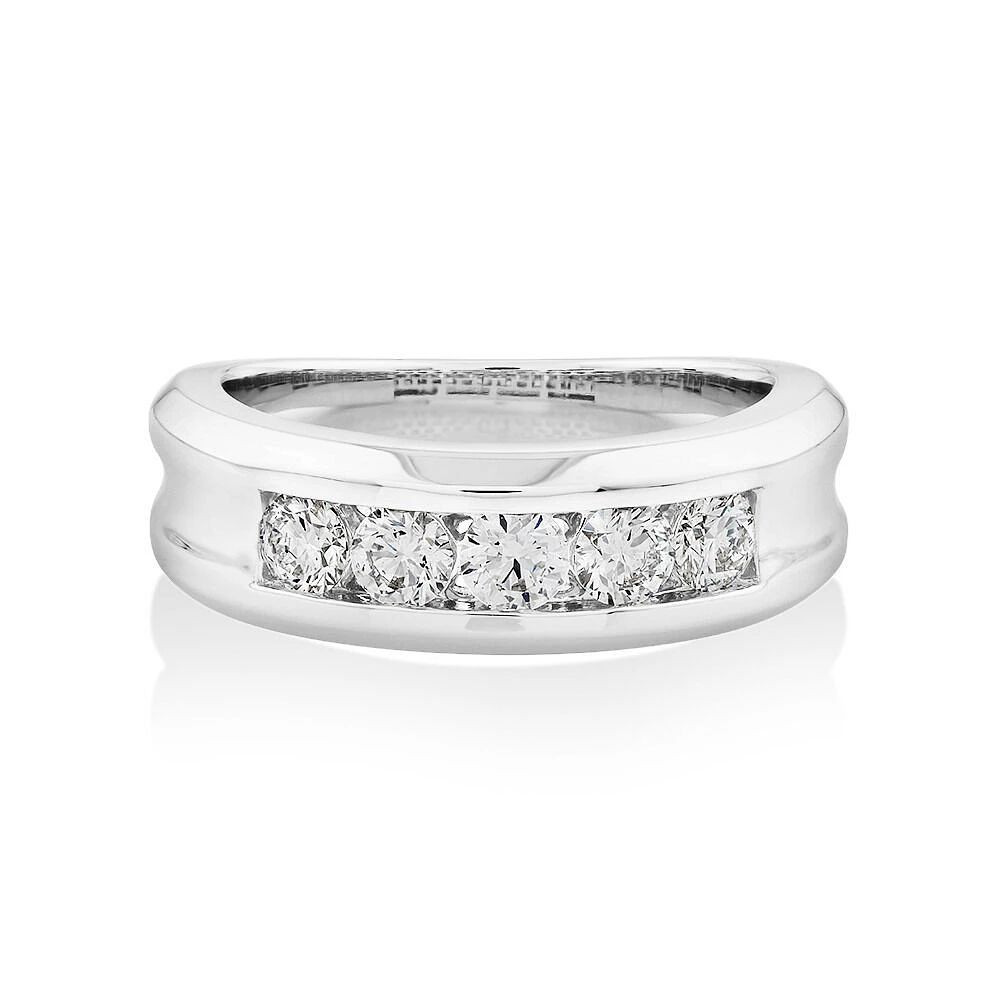 Wedding Band with .90TW of Laboratory-Grown Diamonds in 14kt White Gold