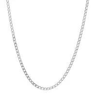 3.2mm Wide Hollow Curb Chain i 10kt White Gold