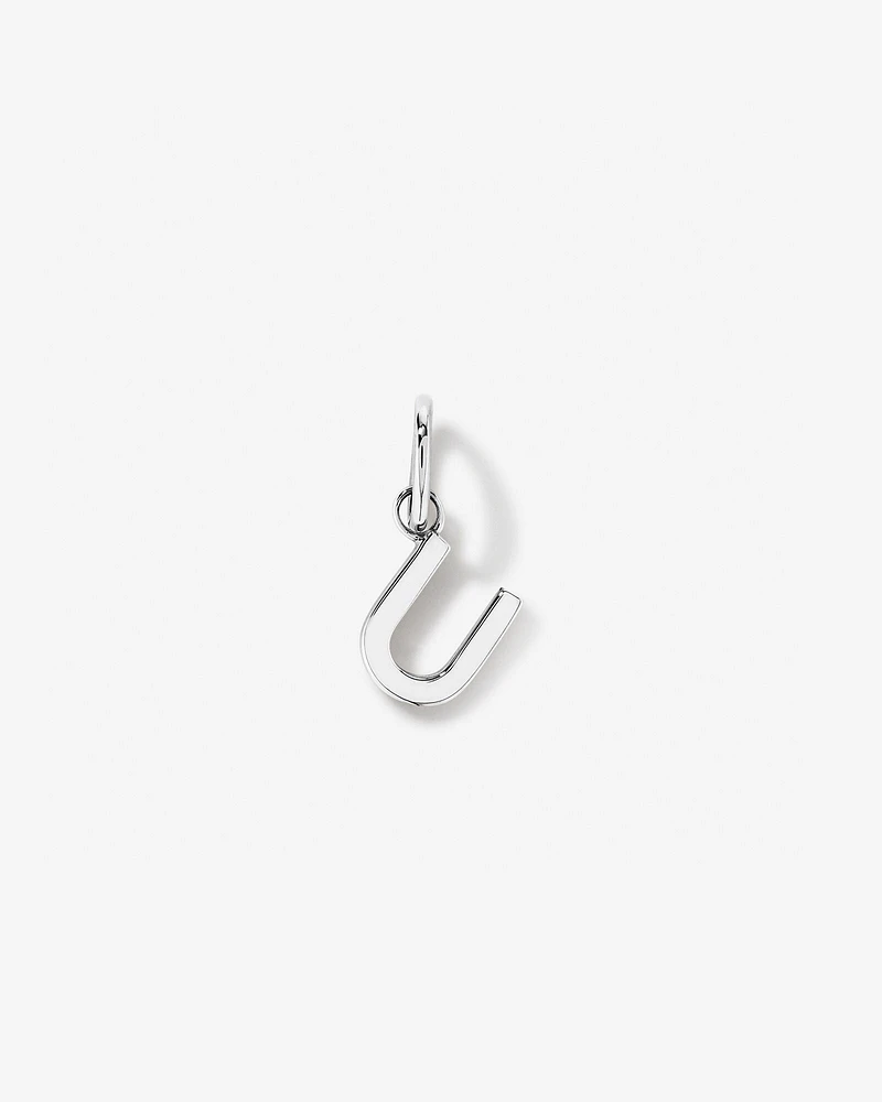 Letter U Initial Pendant in Sterling Silver