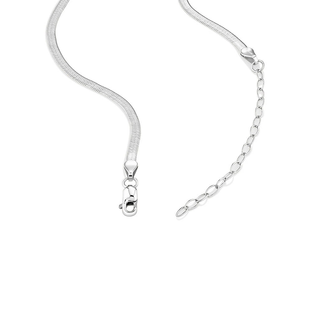 2.3mm Wide Herringbone Snake Chain Necklace in 10kt White Gold