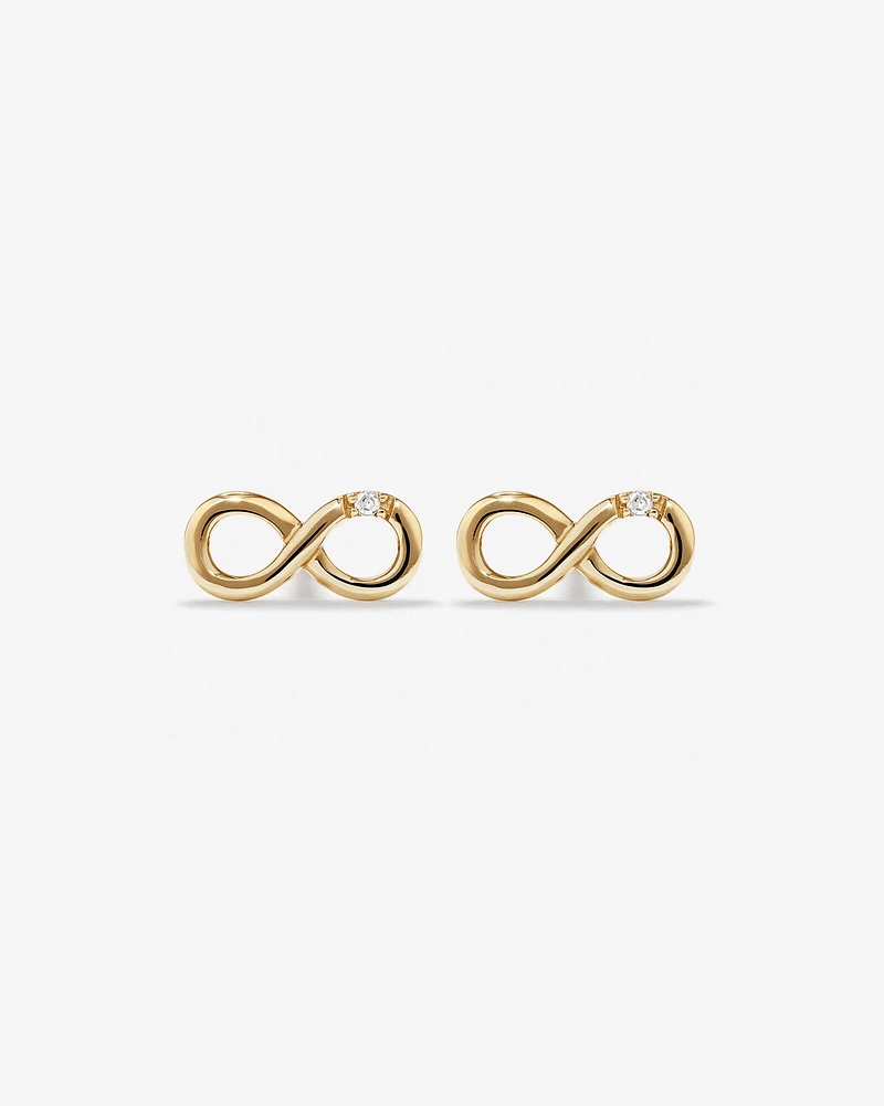 Diamond Accent Infinity Stud Earrings in 10kt Yellow Gold