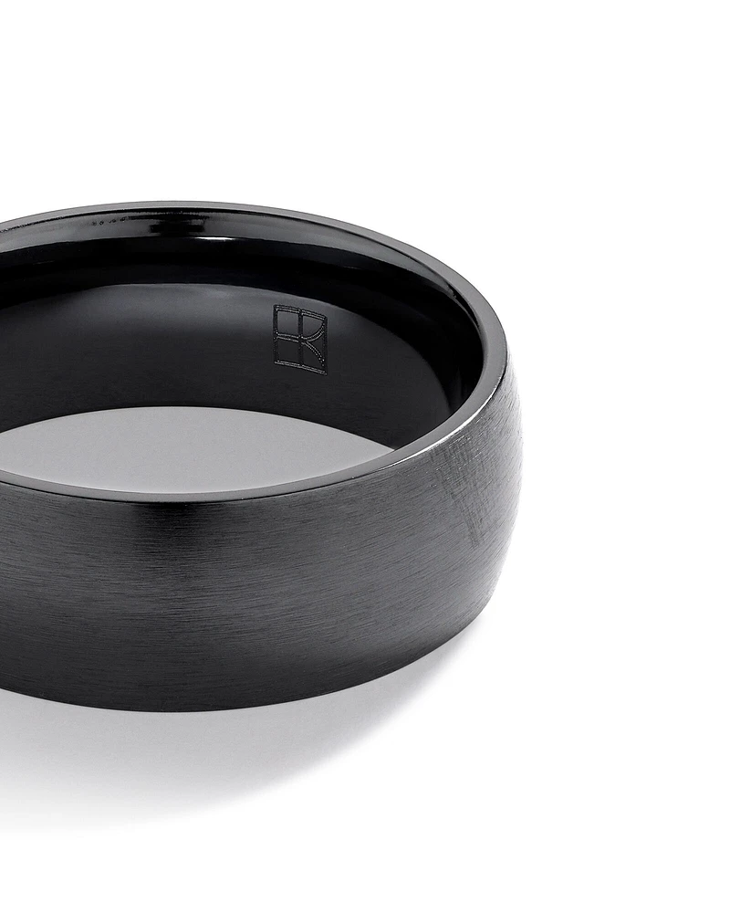 8mm Brushed Dome Black Titanium Wedding Band