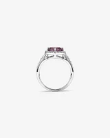 Halo Ring with Amethyst & 0.34 Carat TW of Diamonds in 10kt White Gold