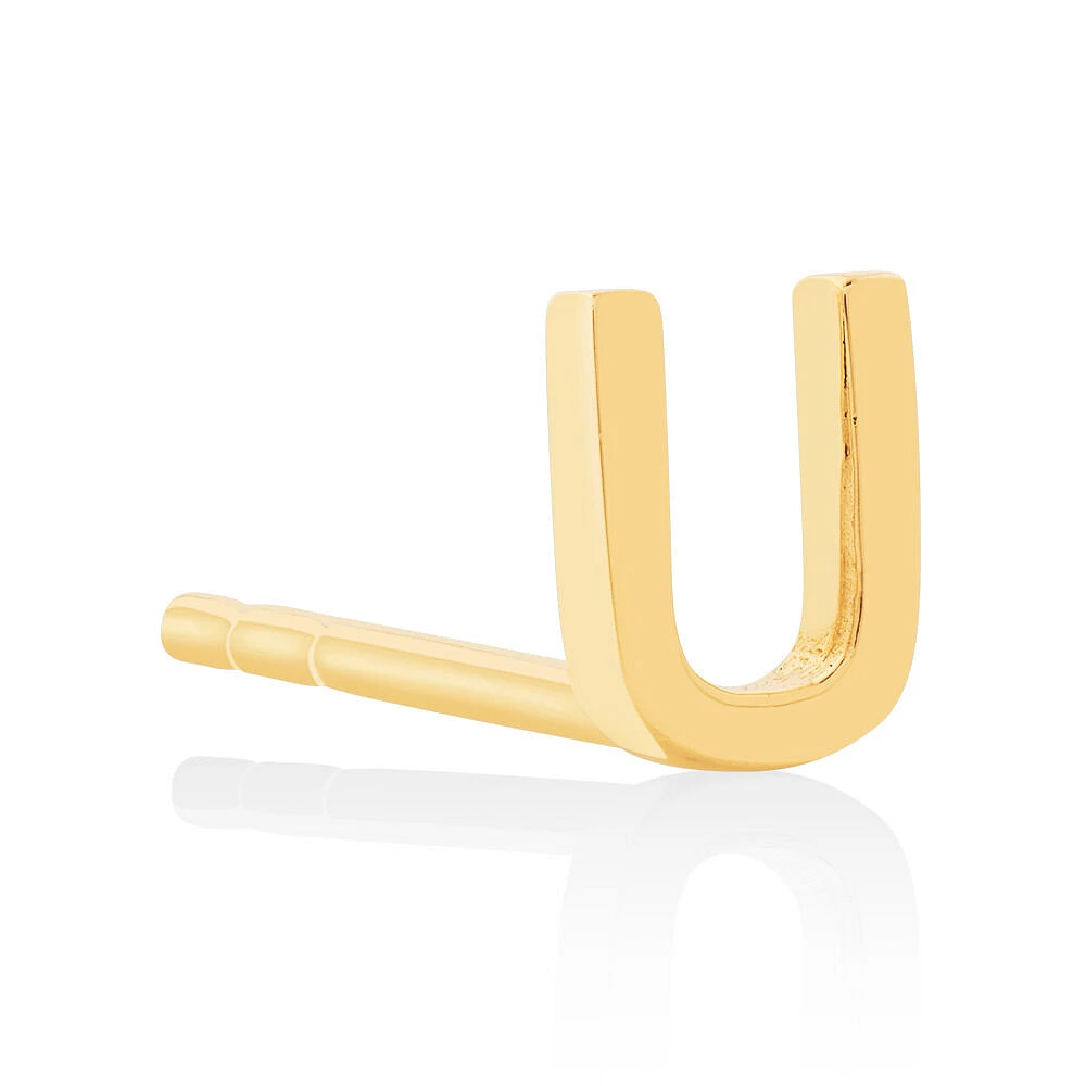 G Initial Single Stud Earring in 10kt Yellow Gold