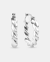 Croissant Twist 15mm Hoop Earrings in Sterling Silver